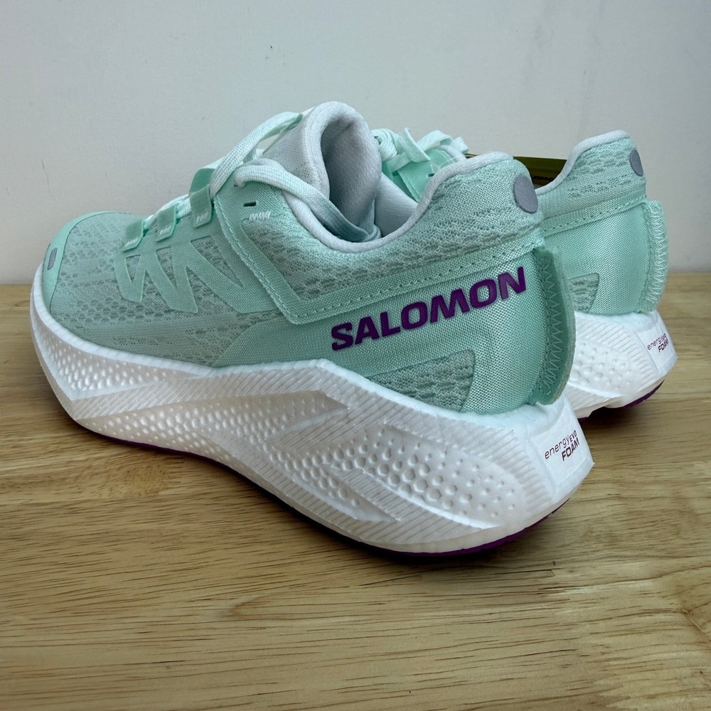 NEW Salomon Aero Glide 3 Womens Size 5 Running Shoes White/ Mint Green / Purple - Picture 4 of 10